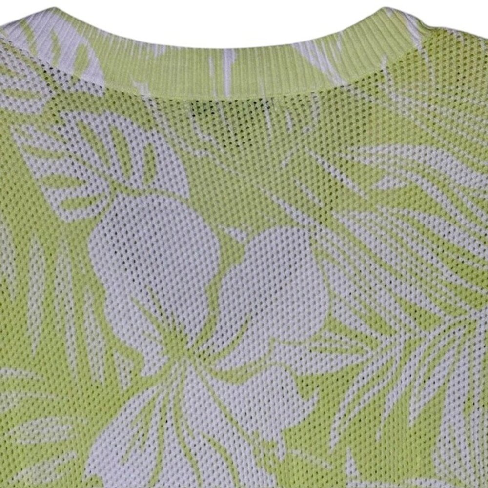 Tommy Bahama Mahana Open Weave Tropical/Floral Print V-Neck - Lime/White - L - Picture 6 of 8